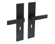 Intersteel Deurklink Amsterdam schild zwart 250x55x2mm sleutelgat 56mm Intersteel Deurklink Amsterdam schild zwart 250x55x2mm sleutelgat 56mm