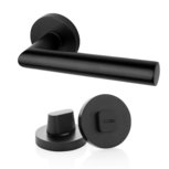 Combinatie: Deurklink Modern rond zwart met WC slot Combinatie: Deurklink Modern rond zwart met WC slot