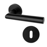 Combinatie: Deurklink Modern rond geveerd mat zwart met ronde sleutelrozetten Combinatie: Deurklink Modern rond geveerd mat zwart met ronde sleutelrozetten
