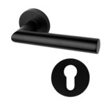 Combinatie: Deurklink Modern rond mat zwart met ronde cilinderrozetten Combinatie: Deurklink Modern rond mat zwart met ronde cilinderrozetten